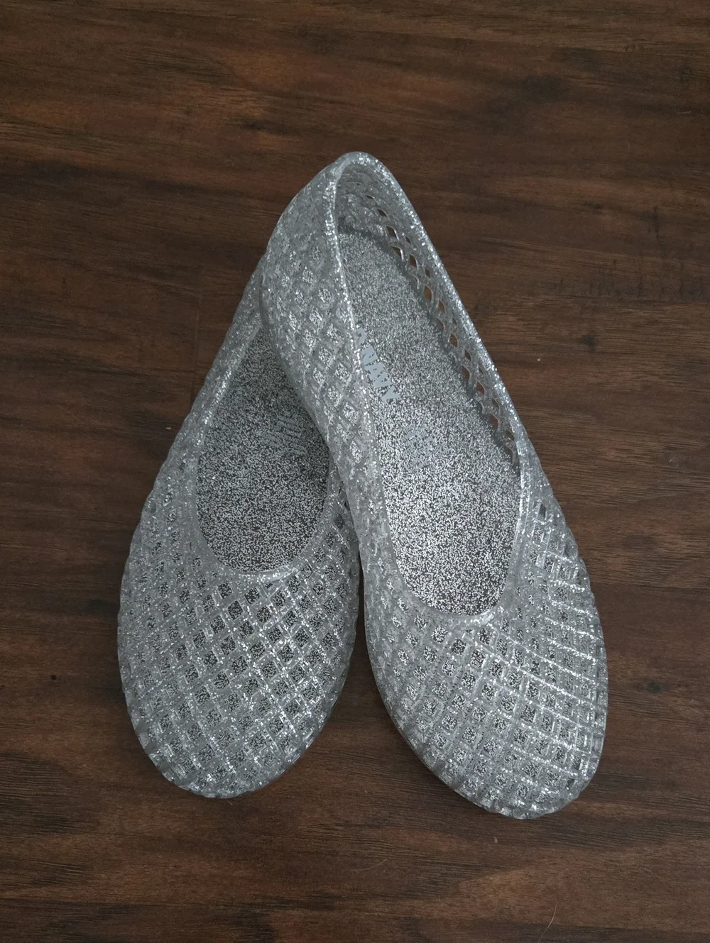 Old Navy Silver Glitter Jelly Ballet Flats 2